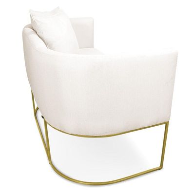 Kit 01 Namoradeira 02 Lugares E 02 Poltronas Paola Linho Areia A27 Base Metálica Dourado