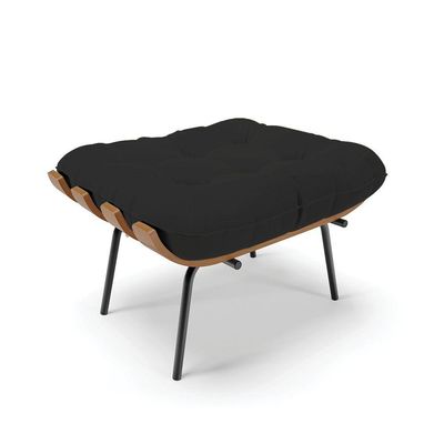 Kit 01 Poltrona E 01 Puff Costela Veludo Preto
