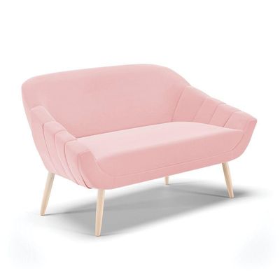 Kit 01 Namoradeira E 02 Poltronas Suede Natural Rosa Bebê