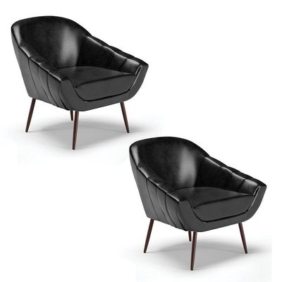 Kit 02 Poltronas Corano Pés Palito Ferro Preto