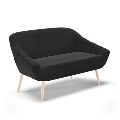 Kit 01 Namoradeira E 02 Poltronas Suede Natural Preto