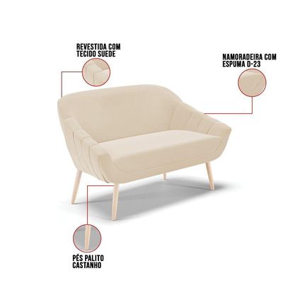 Kit 01 Namoradeira E 01 Poltrona Suede Natural Bege