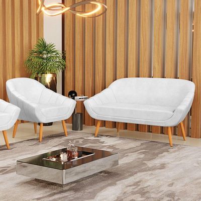 Kit 01 Namoradeira E 01 Poltrona Corano Castanho Branco