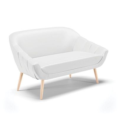 Kit 01 Namoradeira E 01 Poltrona Corino Branco Natural