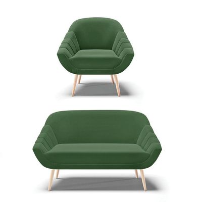 Kit 01 Namoradeira E 01 Poltrona Suede Verde Natural