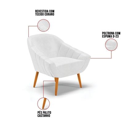 Kit 01 Namoradeira E 02 Poltronas Corano Castanho Branco