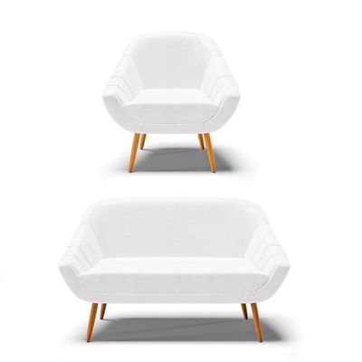 Kit 01 Namoradeira E 01 Poltrona Corano Branco Castanho