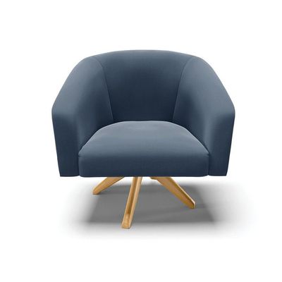 Poltrona Giratória Stella Suede Azul Marinho