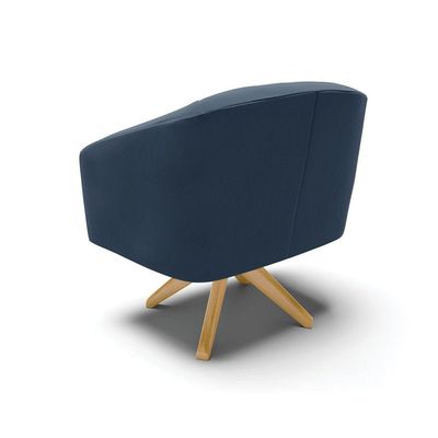 Poltrona Giratória Stella Suede Azul Marinho