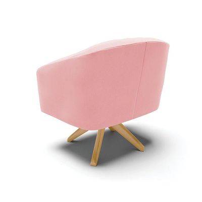 Poltrona Giratória Stella Suede Rosa Bebê