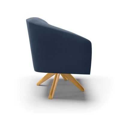 Poltrona Giratória Stella Suede Azul Marinho