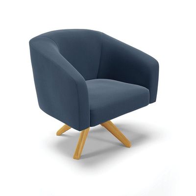 Poltrona Giratória Stella Suede Azul Marinho