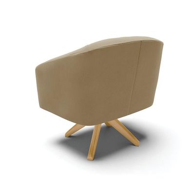 Poltrona Giratória Stella Suede Marrom Rato