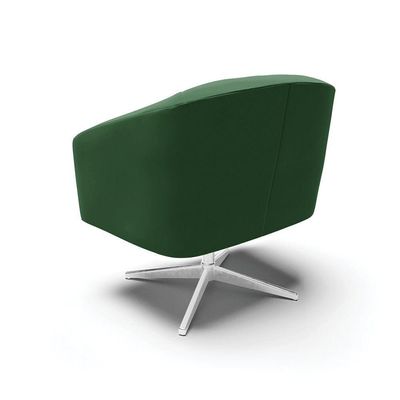 Poltrona Giratória Stella Veludo Verde Base Cromada