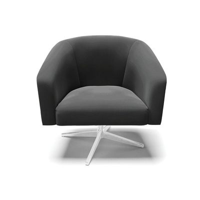 Poltrona Giratória Stella Veludo Base Cromada Preto