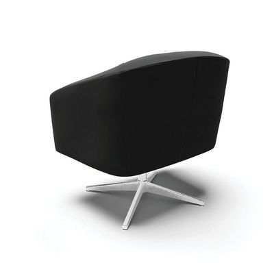 Poltrona Giratória Stella Veludo Base Cromada Preto