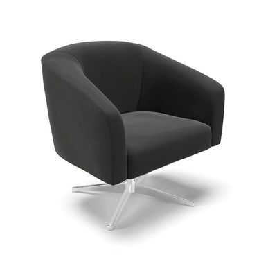 Poltrona Giratória Stella Veludo Base Cromada Preto