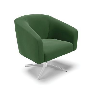 Poltrona Giratória Stella Suede Base Cromada Verde