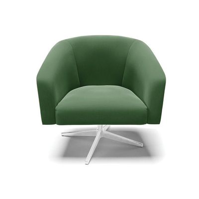 Poltrona Giratória Stella Suede Base Cromada Verde