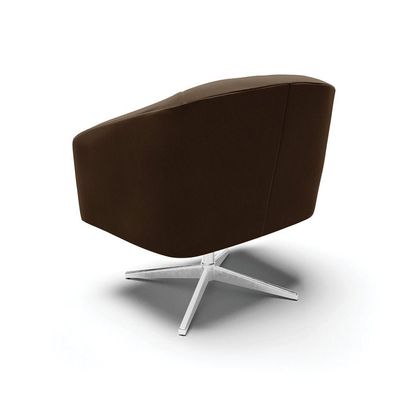Poltrona Giratória Stella Suede Base Cromada Marrom