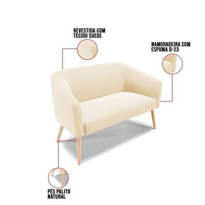Kit 01 Namoradeira 02Lug E 01 Poltrona Stella Natural Bege