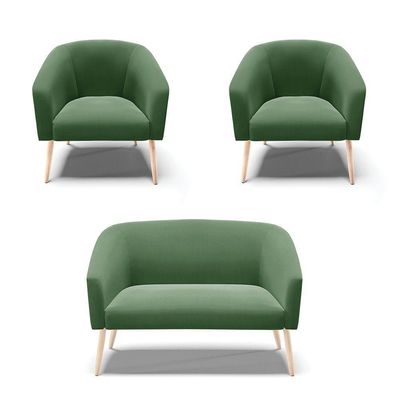 Kit 01 Namoradeira 02Lug E 02 Poltronas Stella Natural Verde