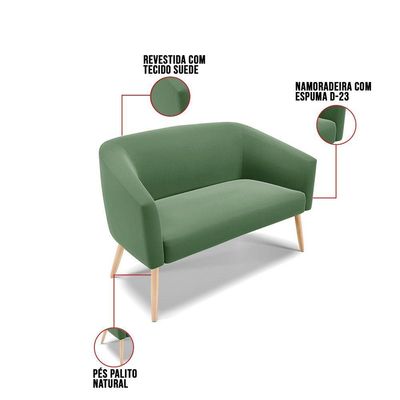 Kit 01 Namoradeira 02Lug E 02 Poltronas Stella Natural Verde