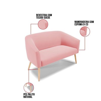Kit 01 Namoradeira 02Lug E 02 Poltronas Stella Natural Rose