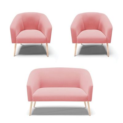 Kit 01 Namoradeira 02Lug E 02 Poltronas Stella Natural Rose