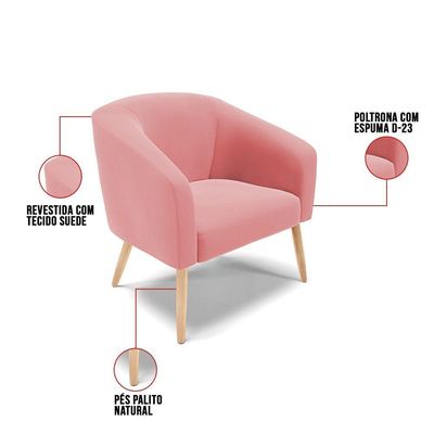 Kit 01 Namoradeira 02Lug E 02 Poltronas Stella Natural Rose