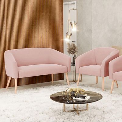 Kit 01 Namoradeira 02Lug E 01 Poltrona Stella Natural Rose