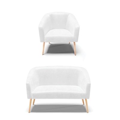Kit 01 Namoradeira 02Lug E 01 Poltrona Stella Natural Branco