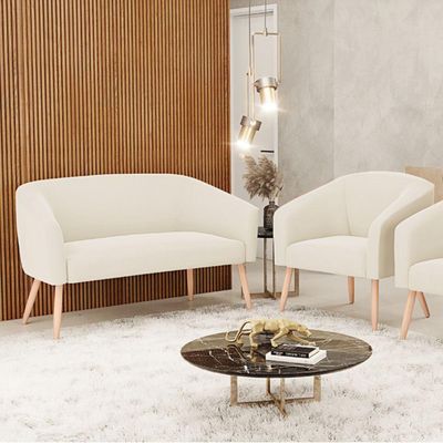 Kit 01 Namoradeira 02Lug E 01 Poltrona Stella Natural Bege