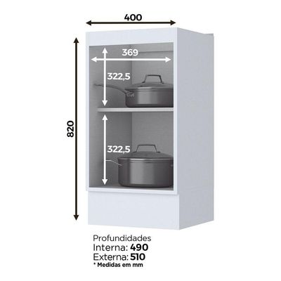 Balcão 40 Cm 01 Porta Nova York Henn Branco Hp