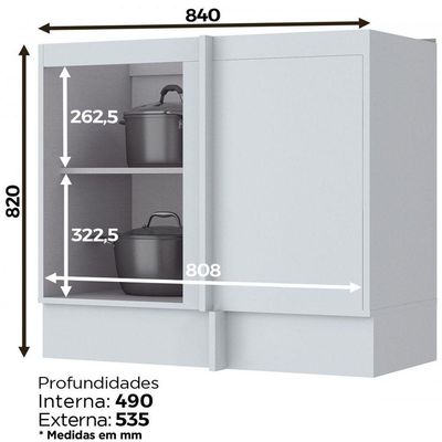 Balcão Canto Reto 01 Porta Americana Henn Branco Hp