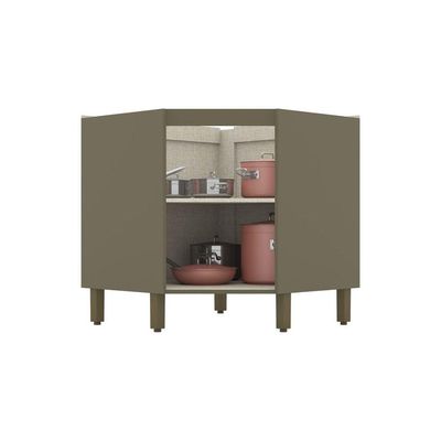 Balcão Canto Oblíquo 01 Porta Connect Henn Duna Com Cristal