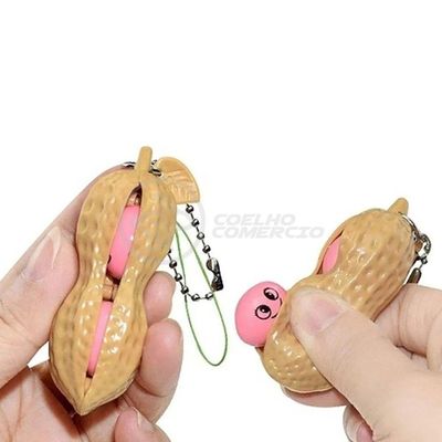 Chaveiro Amendoim Brinquedo Anti Stress Silicone