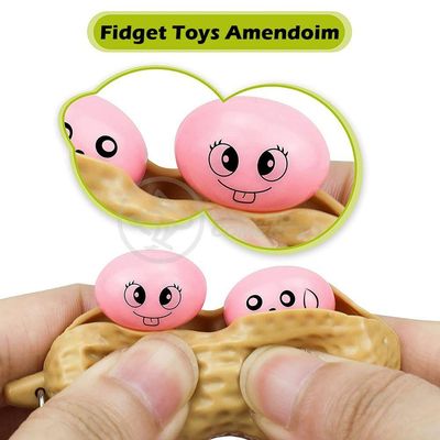 Chaveiro Amendoim Brinquedo Anti Stress Silicone Marrom