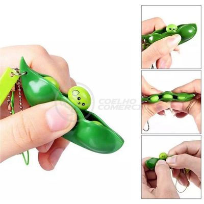 Chaveiro Ervilha Brinquedo Anti Stress Silicone Verde