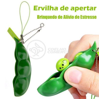 Chaveiro Ervilha Brinquedo Anti Stress Silicone Verde