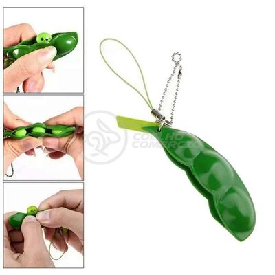 Chaveiro Ervilha Brinquedo Anti Stress Silicone Verde