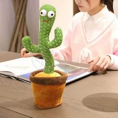 Brinquedo Cacto Dançante Pelúcia 120 Músicas Fala Repete Usb