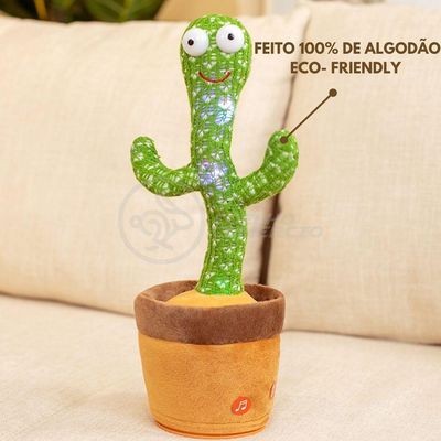 Brinquedo Cacto Dançante Pelúcia 120 Músicas Fala Repete Usb