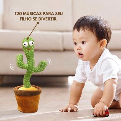 Brinquedo Cacto Dançante Pelúcia 120 Músicas Fala Repete Usb