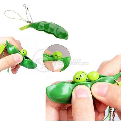 Chaveiro Ervilha Brinquedo Anti Stress Silicone Verde