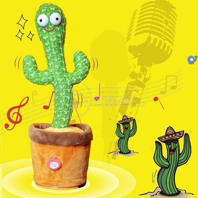 Brinquedo Cacto Dançante Pelúcia 120 Músicas Fala Repete Usb