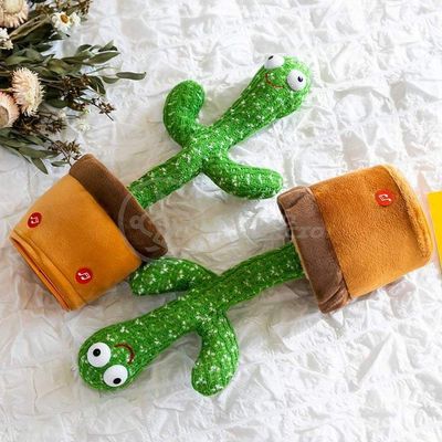 Brinquedo Cacto Dançante Pelúcia 120 Músicas Fala Repete Usb