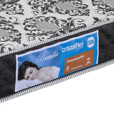 Colchão Casal Cristalflex Bromélia Espuma D26 Preto Branco