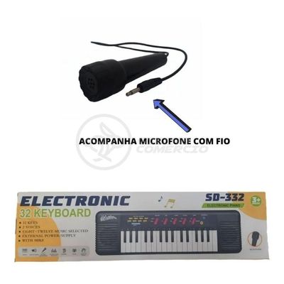 Mini Teclado Infantil Piano 32 Teclas Preto