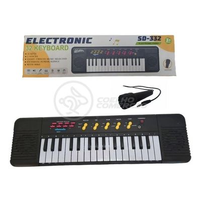 Mini Teclado Infantil Piano 32 Teclas Preto